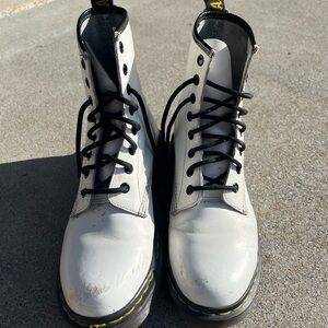 Dr. Martens White Leather Combat Boots